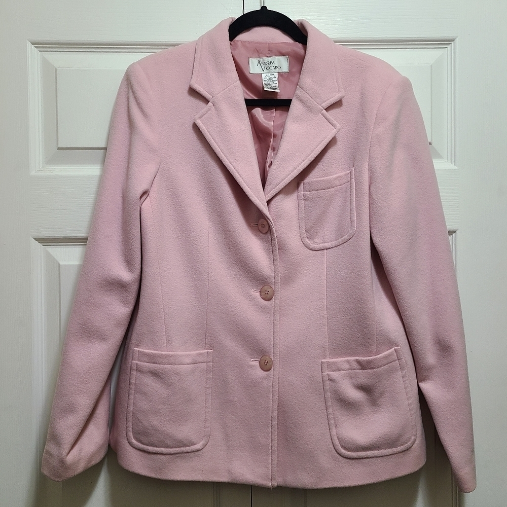 Vtg Andrea Viccaro Wool Cashmere‎ light Pink Blazer Size 10 VINTAGE - Picture 15 of 16